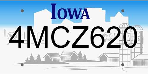 4MCZ620 Iowa License Plate