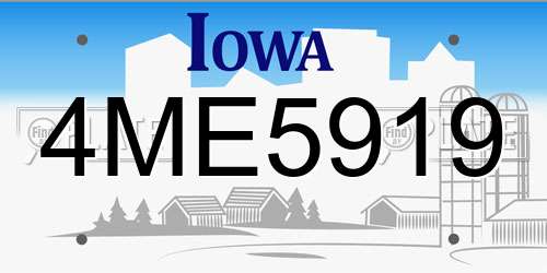 4ME5919 Iowa License Plate