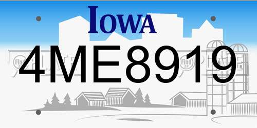 4ME8919 Iowa License Plate