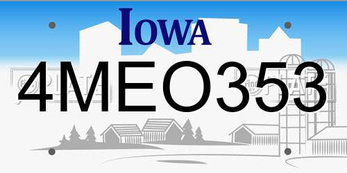4MEO353 Iowa License Plate