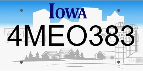 4MEO383 Iowa License Plate