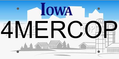 4MERCOP Iowa License Plate