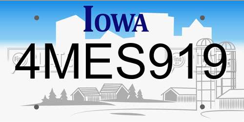 4MES919 Iowa License Plate
