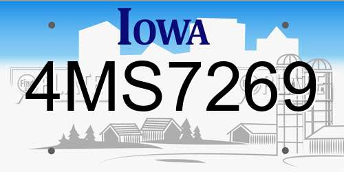 4MS7269 Iowa License Plate