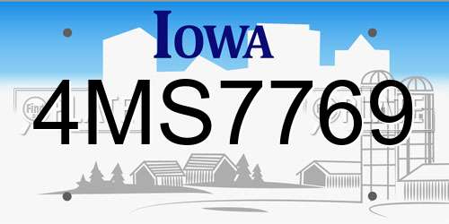 4MS7769 Iowa License Plate