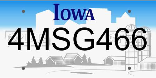 4MSG466 Iowa License Plate