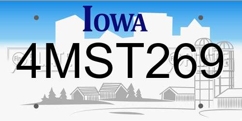 4MST269 Iowa License Plate