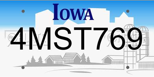 4MST769 Iowa License Plate