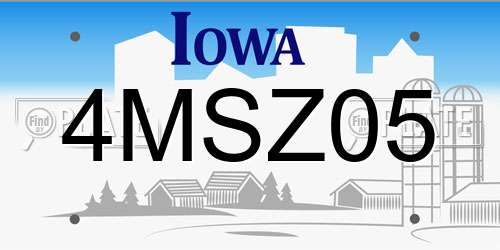 4MSZ05 Iowa License Plate