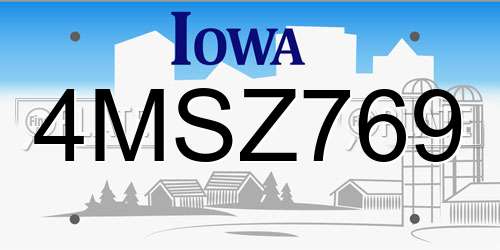 4MSZ769 Iowa License Plate