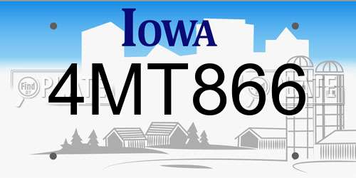 4MT866 Iowa License Plate