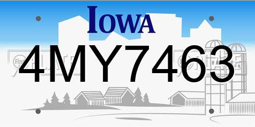 4MY7463 Iowa License Plate