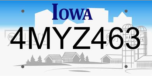 4MYZ463 Iowa License Plate