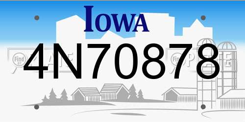 4N70878 Iowa License Plate