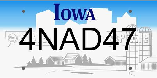 4NAD47 Iowa License Plate
