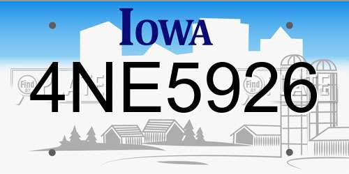 4NE5926 Iowa License Plate