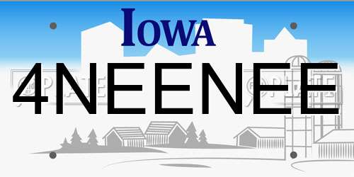 4NEENEE Iowa License Plate