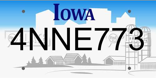 4NNE773 Iowa License Plate