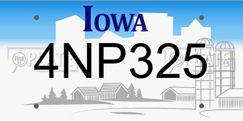 4NP325 Iowa License Plate