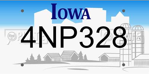 4NP328 Iowa License Plate