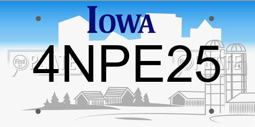 4NPE25 Iowa License Plate