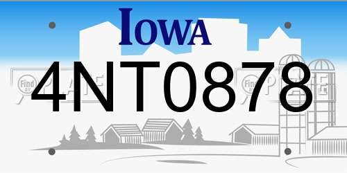 4NT0878 Iowa License Plate