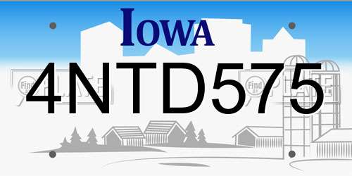 4NTD575 Iowa License Plate