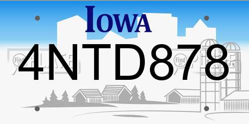 4NTD878 Iowa License Plate