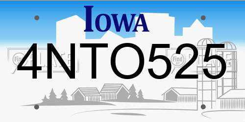 4NTO525 Iowa License Plate