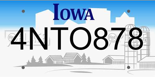 4NTO878 Iowa License Plate