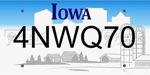 4NWQ70 Iowa License Plate