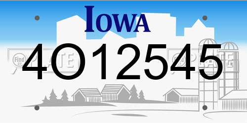 4O12545 Iowa License Plate