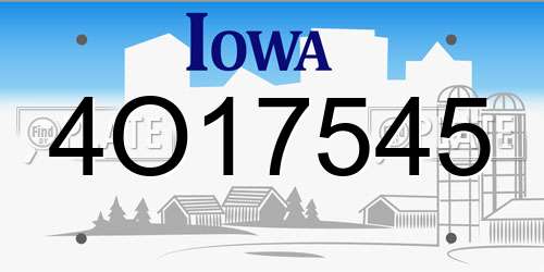4O17545 Iowa License Plate