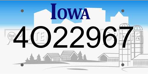 4O22967 Iowa License Plate