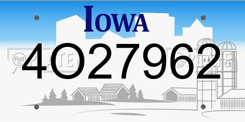 4O27962 Iowa License Plate