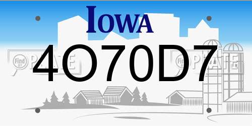 4O70D7 Iowa License Plate