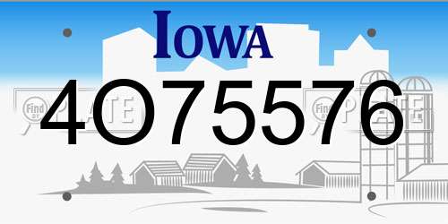 4O75576 Iowa License Plate