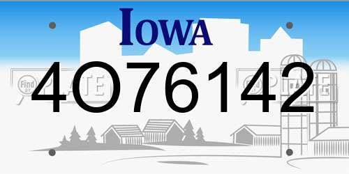 4O76142 Iowa License Plate