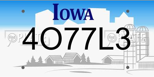 4O77L3 Iowa License Plate