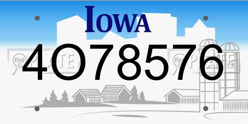 4O78576 Iowa License Plate