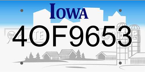 4OF9653 Iowa License Plate