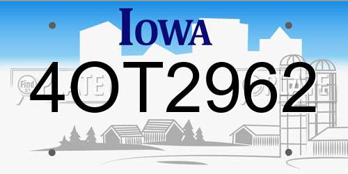 4OT2962 Iowa License Plate