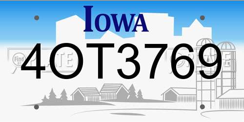 4OT3769 Iowa License Plate