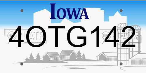 4OTG142 Iowa License Plate