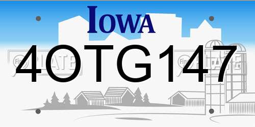 4OTG147 Iowa License Plate