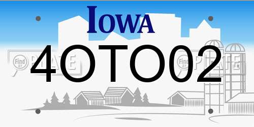 4OTO02 Iowa License Plate