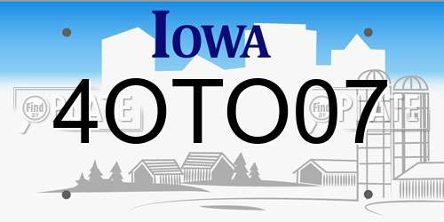 4OTO07 Iowa License Plate