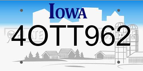 4OTT962 Iowa License Plate