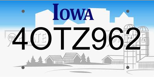4OTZ962 Iowa License Plate