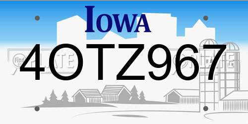 4OTZ967 Iowa License Plate